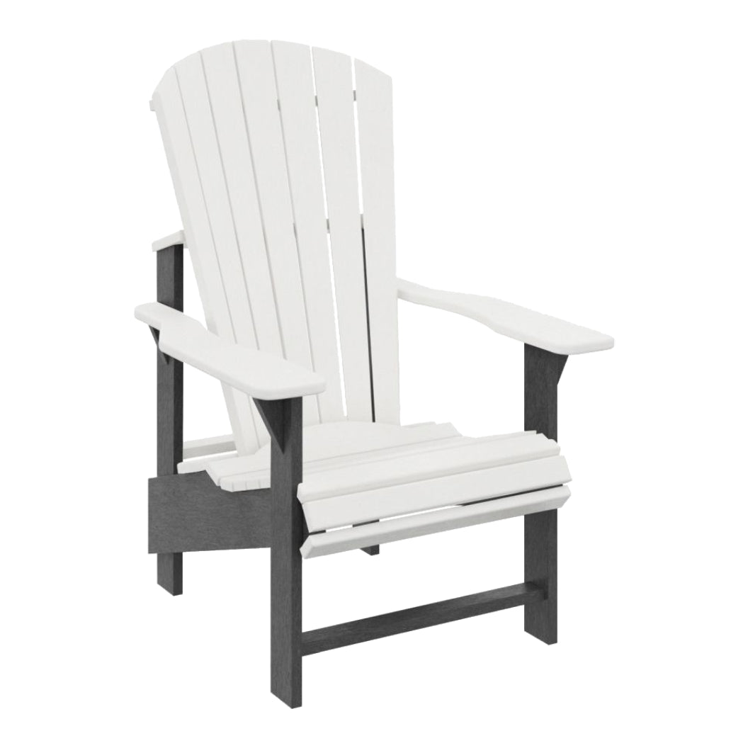 Chaise extérieure blanc et gris plastique recyclé  - Adirondack vertical