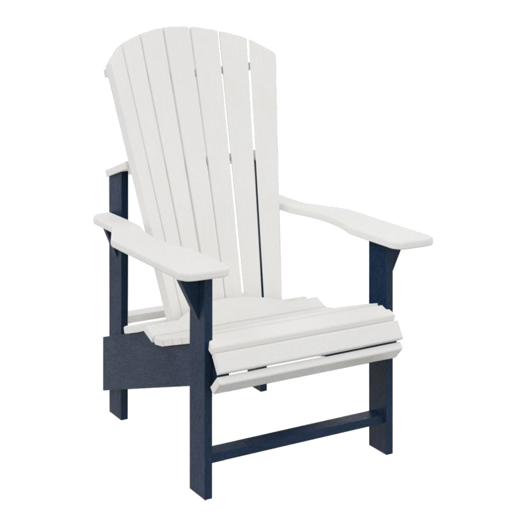 Chaise extérieure blanc et bleu plastique recyclé -  Adirondack vertical