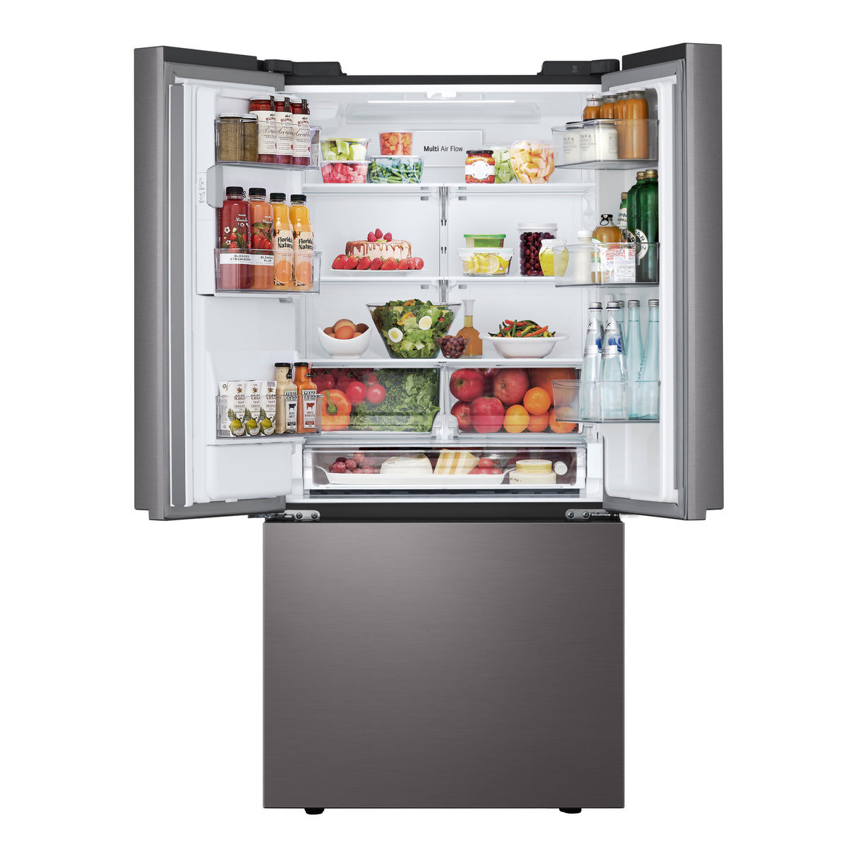 Réfrigérateur portes françaises Inox noir 33po