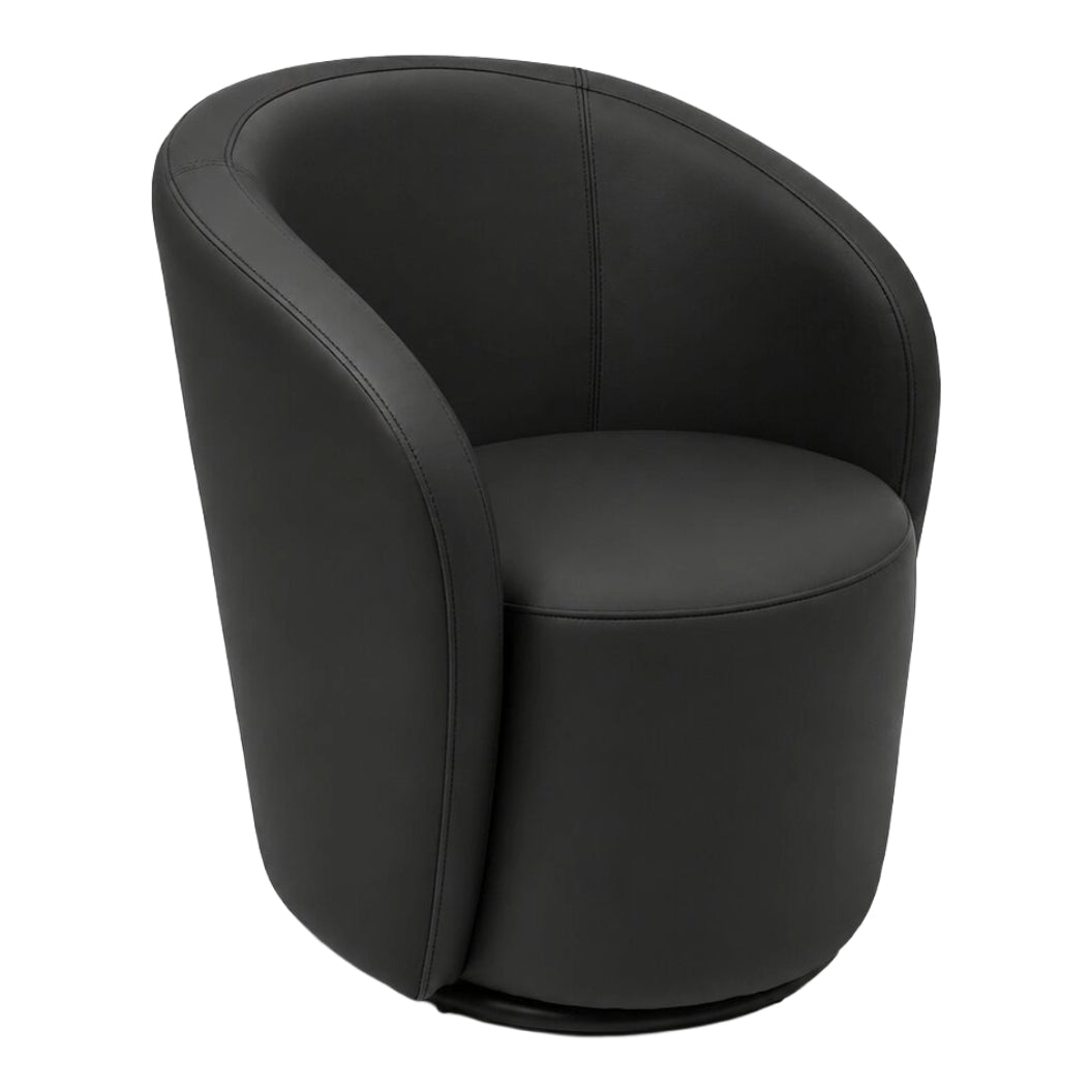 Fauteuil d'appoint pivotant en tissu et aspect cuir - Luka