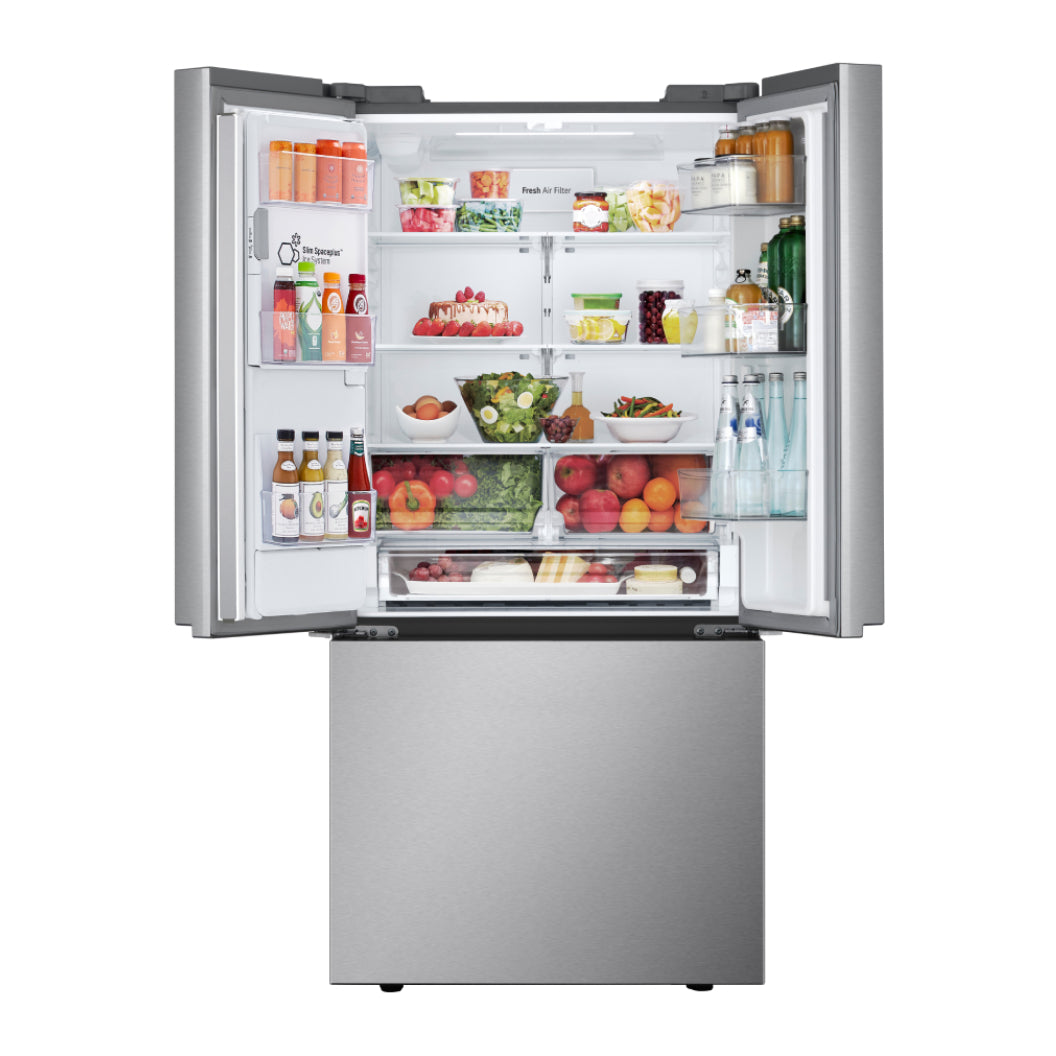 Réfrigérateur porte française 33 po à 3 portes Inox Distributeur à eau & machine à glaçons