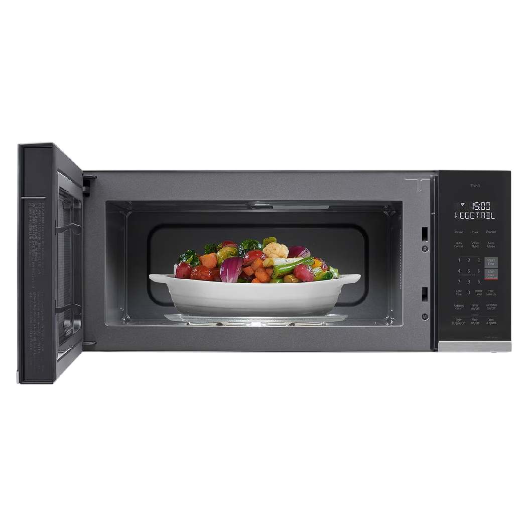 Micro-ondes profil bas avec hotte intégrée 30 po, 1,3 pi³ Noir avec intelligence artificielle