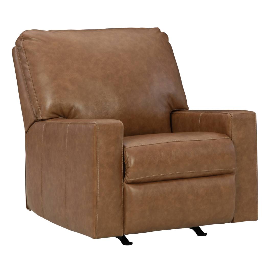 Fauteuil en cuir brun caramel berçant et inclinable - Bolsena