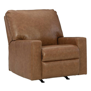 Fauteuil en cuir brun caramel berçant et inclinable - Bolsena