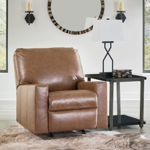 Fauteuil en cuir brun caramel berçant et inclinable - Bolsena