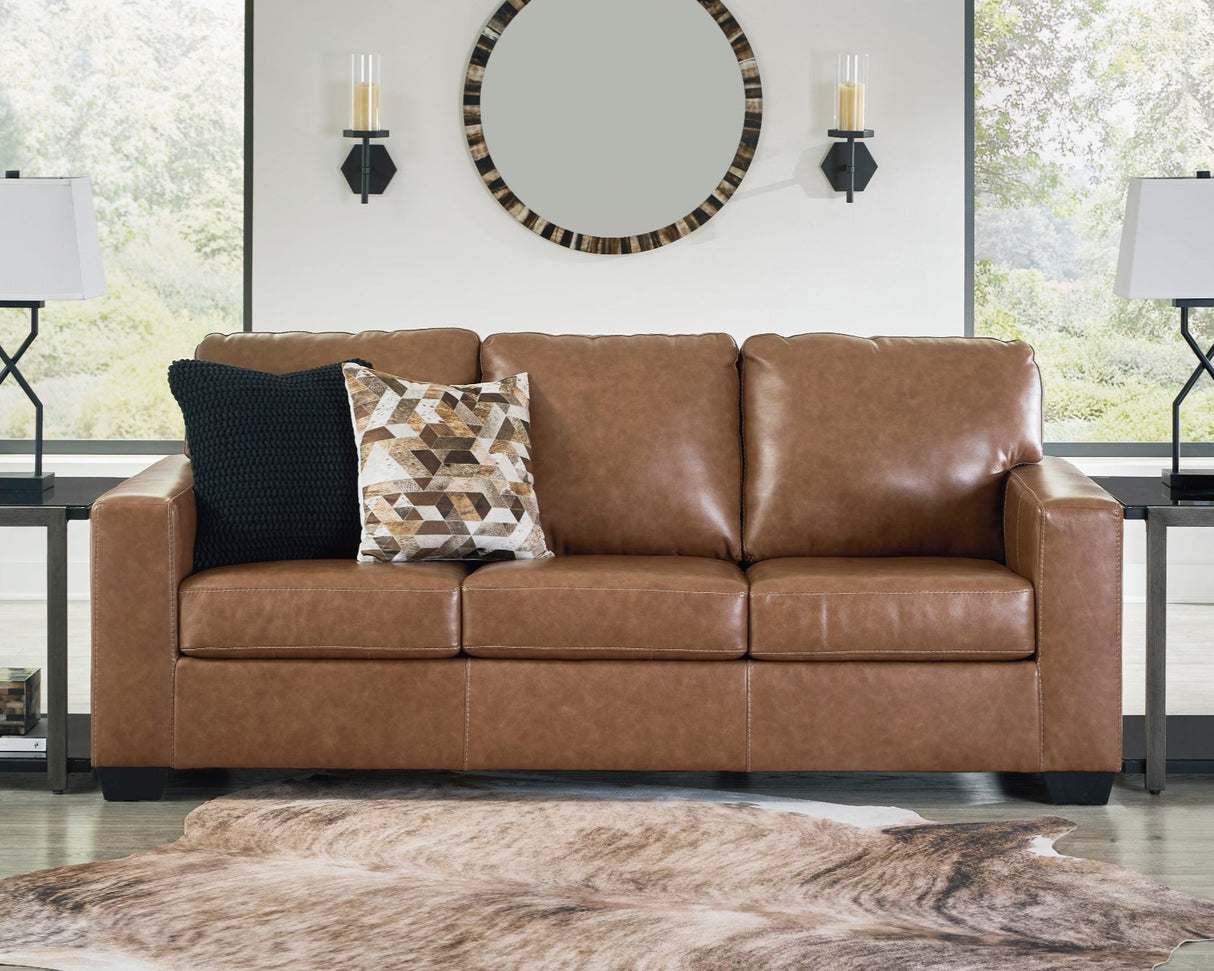 Sofa en cuir brun caramel - Bolsena