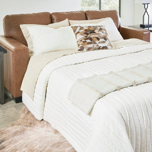 Sofa lit queen caramel en cuir - Bolsena