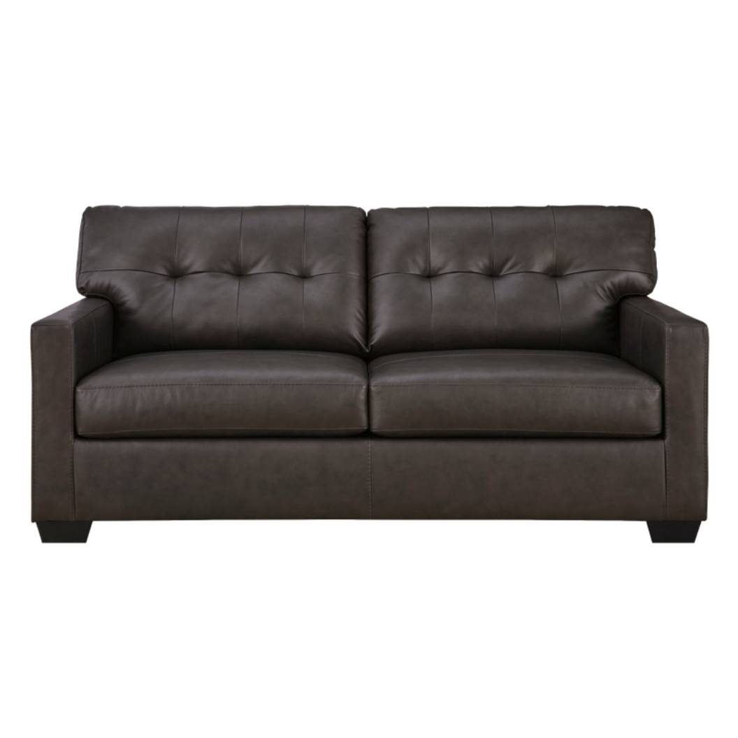 Sofa-lit en cuir noir avec matelas double - Belziani
