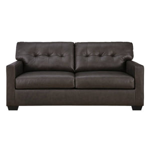 Sofa-lit en cuir noir avec matelas double - Belziani