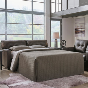Sofa-lit en cuir noir avec matelas double - Belziani