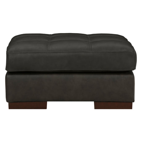 Ottoman Luigi en cuir et similicuir noir tonnerre