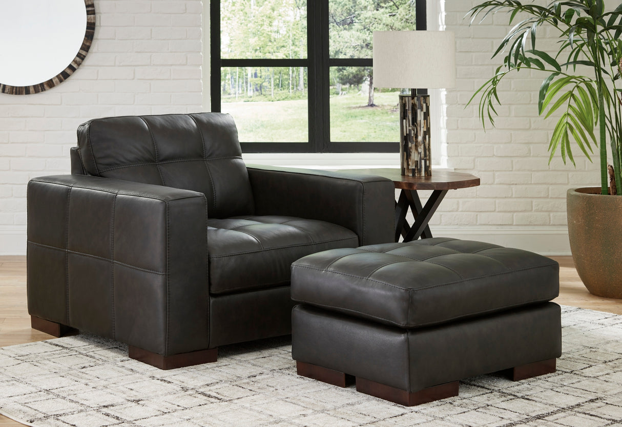 Ottoman en cuir noir - Luigi