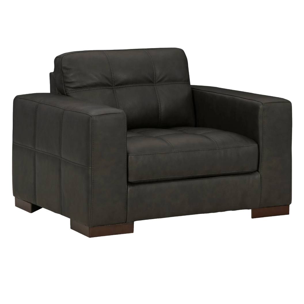 Fauteuil en cuir noir surdimensionné - Luigi