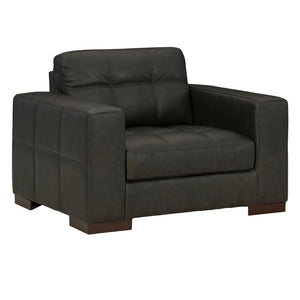 Fauteuil en cuir noir surdimensionné - Luigi
