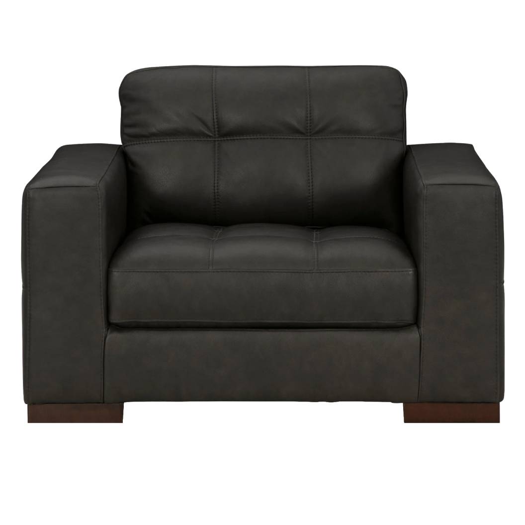Fauteuil en cuir noir surdimensionné - Luigi