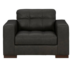 Fauteuil en cuir noir surdimensionné - Luigi