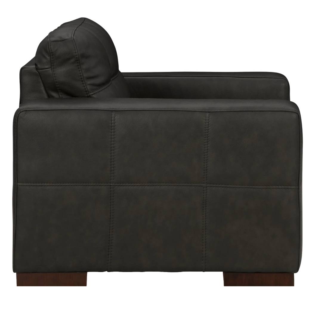 Fauteuil en cuir noir surdimensionné - Luigi