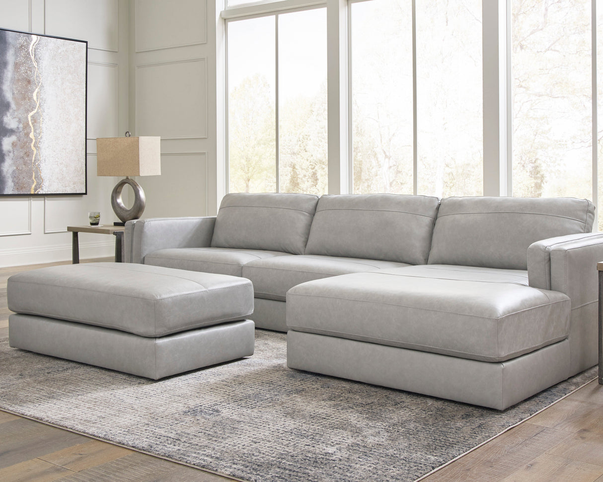 Ottoman en cuir gris pâle surdimensionné - Amiata