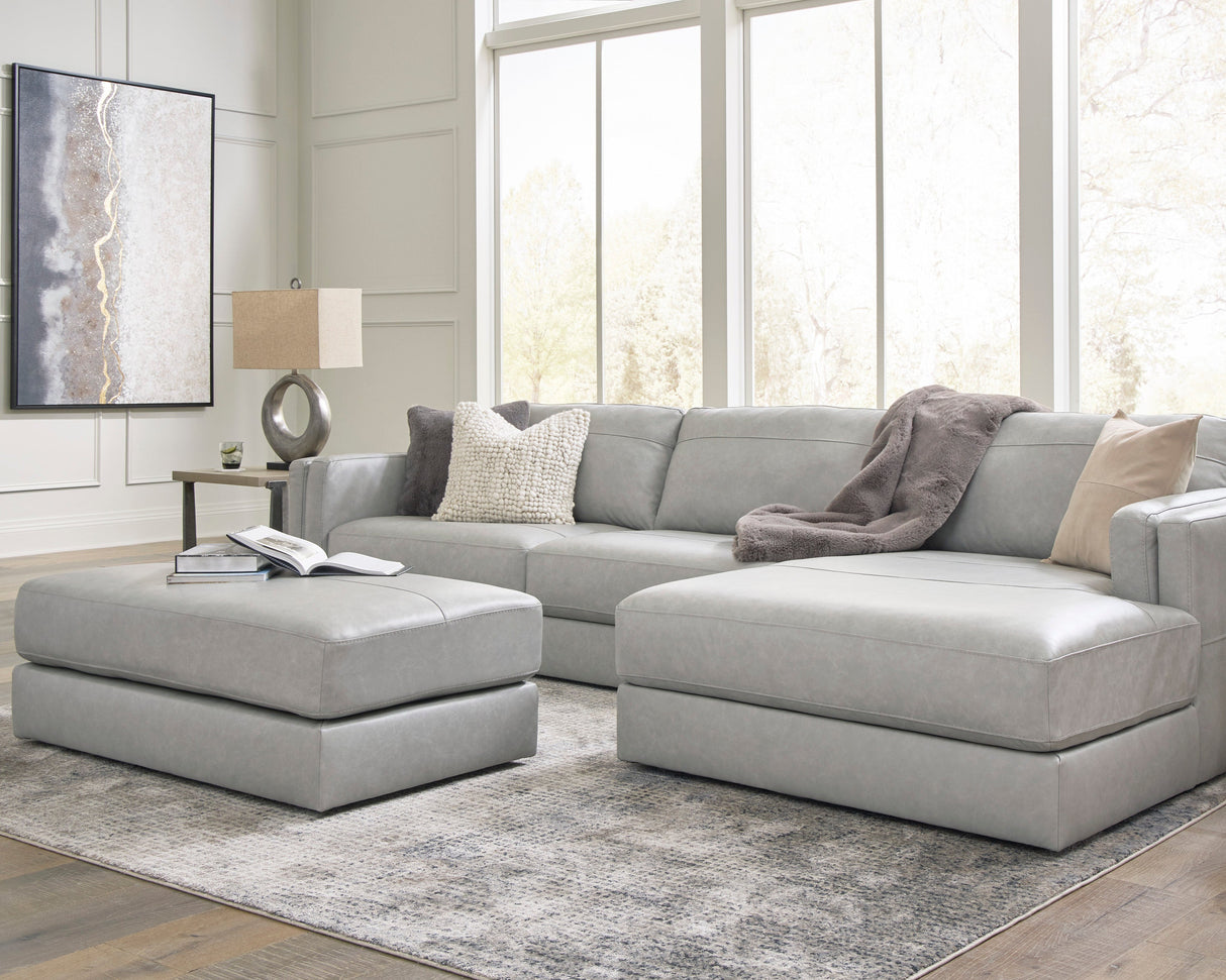 Ottoman en cuir gris pâle surdimensionné - Amiata