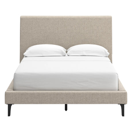 Lit complet rembourré en tissu gris pâle à profil bas Double / Grand / Très grand - Cielden