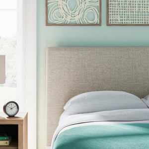 Lit complet rembourré en tissu gris pâle à profil bas Double / Grand / Très grand - Cielden