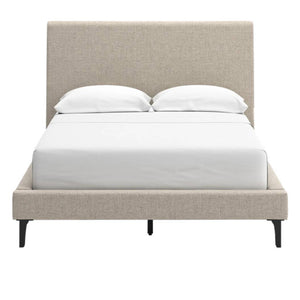 Lit  complet Double en tissu gris pâle - Cielden