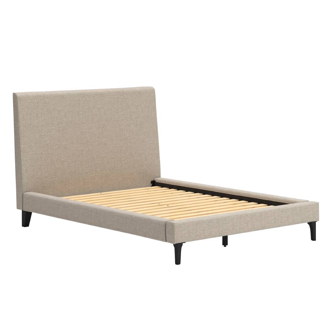 Lit  complet Double en tissu gris pâle - Cielden