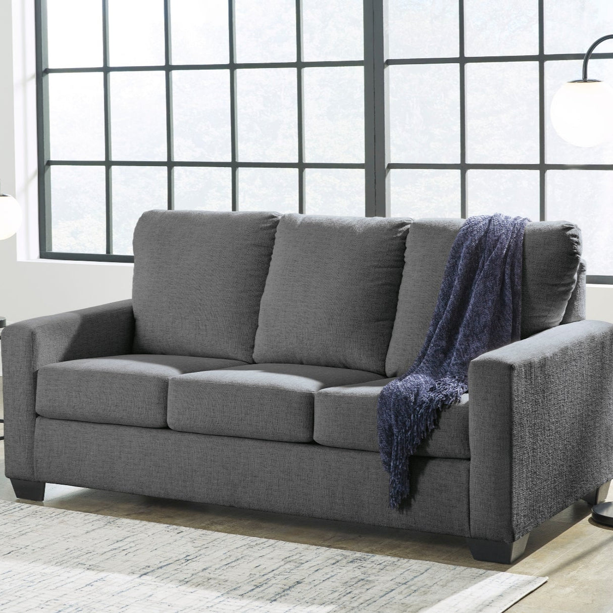 Sofa-lit en tissu gris étain avec matelas - Rannis