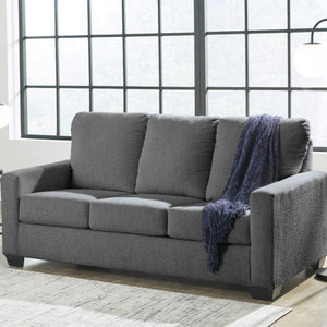 Sofa-lit en tissu gris étain avec matelas - Rannis