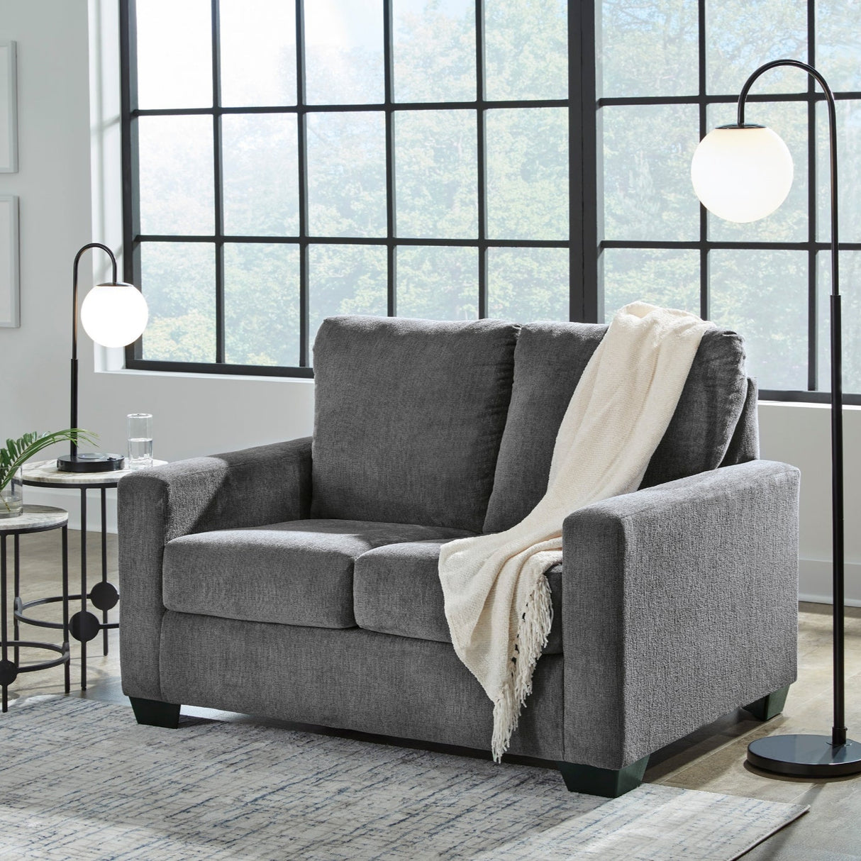 Sofa-lit en tissu gris étain avec matelas - Rannis