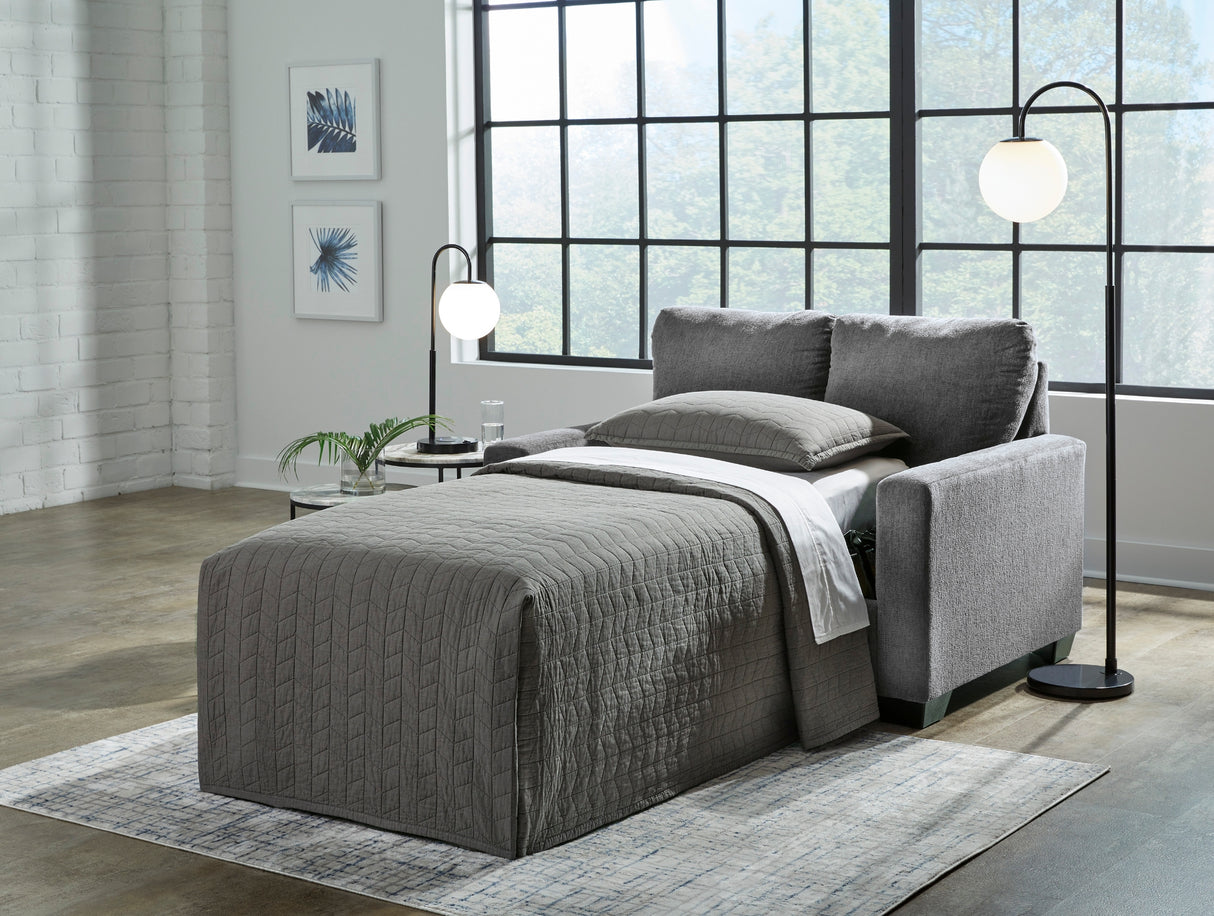 Sofa-lit en tissu gris étain avec matelas - Rannis
