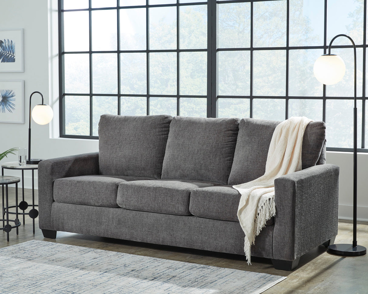 Sofa-lit en tissu gris étain avec matelas - Rannis