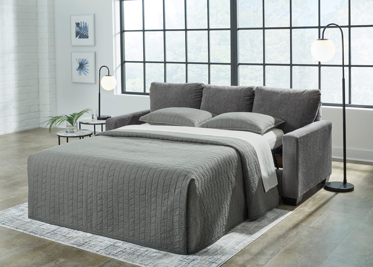 Sofa-lit en tissu gris étain avec matelas - Rannis