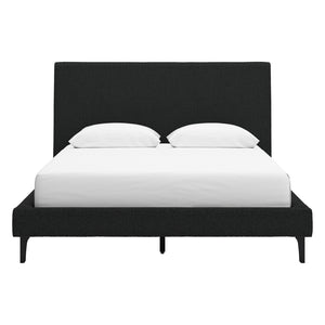 Lit complet Grand en tissu noir - Cadmori