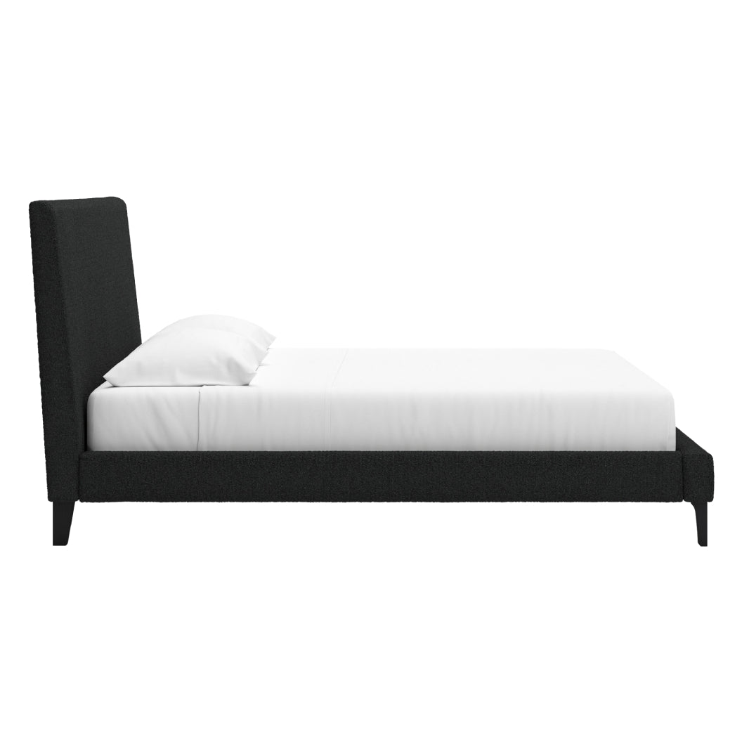 Lit complet Très grand en tissu noir - Cadmori