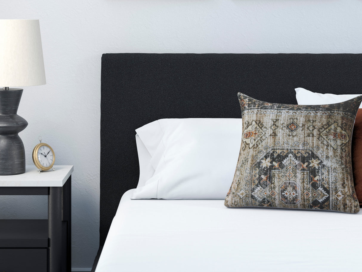 Lit complet Très grand en tissu noir - Cadmori