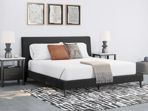 Lit complet Très grand en tissu noir - Cadmori