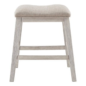 Ensemble de 2 tabourets de bar rembourrés et en bois blanc vieilli - Skempton