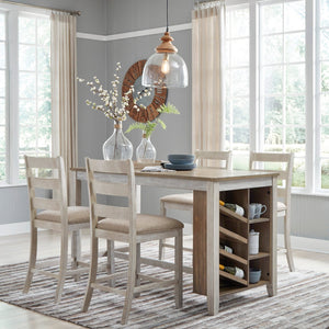 Ensemble de 2 tabourets de bar rembourrés et en bois blanc vieilli - Skempton