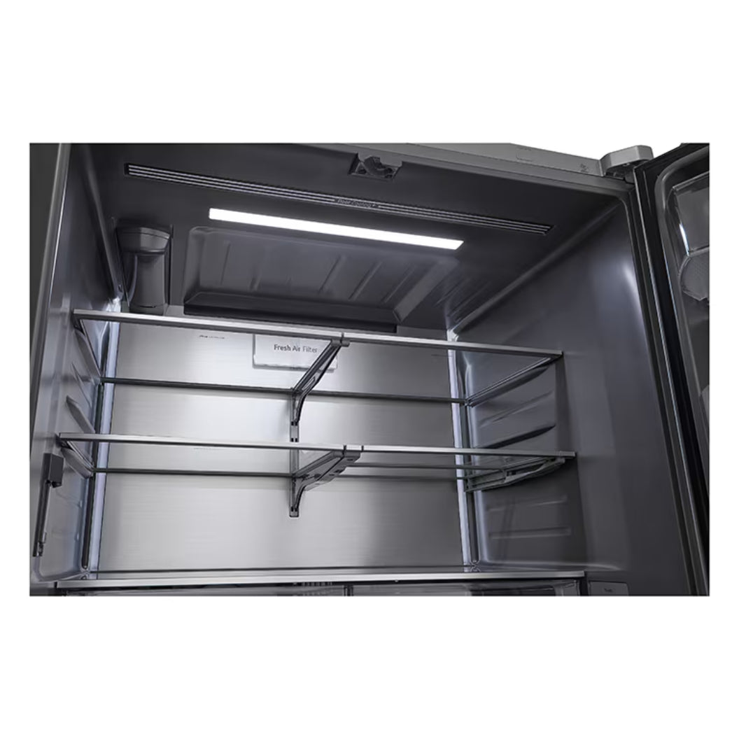Réfrigérateur porte française 36 po 26,5 pi³ 3 portes Inox avec distributeur d'eau interne et machine à glaçons