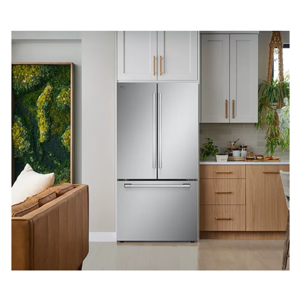 Réfrigérateur porte française 36 po 26,5 pi³ 3 portes Inox avec distributeur d'eau interne et machine à glaçons