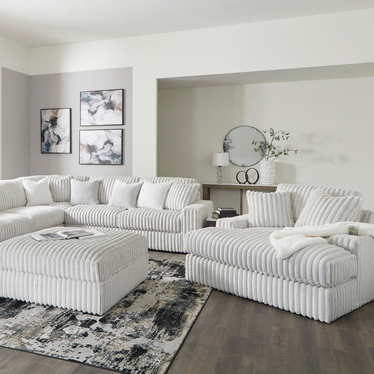 Fauteuil blanc velours côtelé surdimensionné - Stupendous