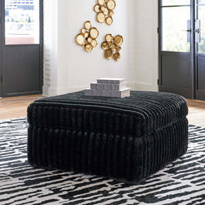 Ottoman en velours côtelé noir surdimensionné - Gabbyleigh