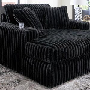 Fauteuil en velours côtelé noir surdimensionné - Midnight-Madness