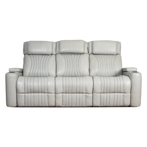 Sofa inclinable motorisé zéro gravité en cuir gris pâle avec table rabattable - K2180