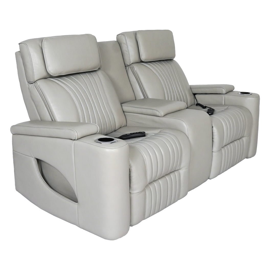 Causeuse en cuir gris zéro gravité motorisée avec console - K2180