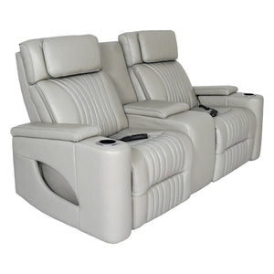 Causeuse en cuir gris zéro gravité motorisée avec console - K2180