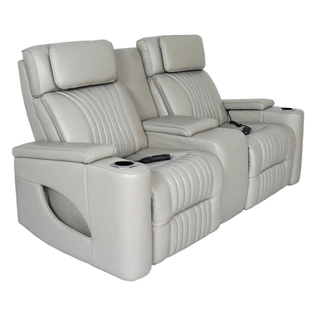 Causeuse en cuir gris zéro gravité motorisée avec console - K2180