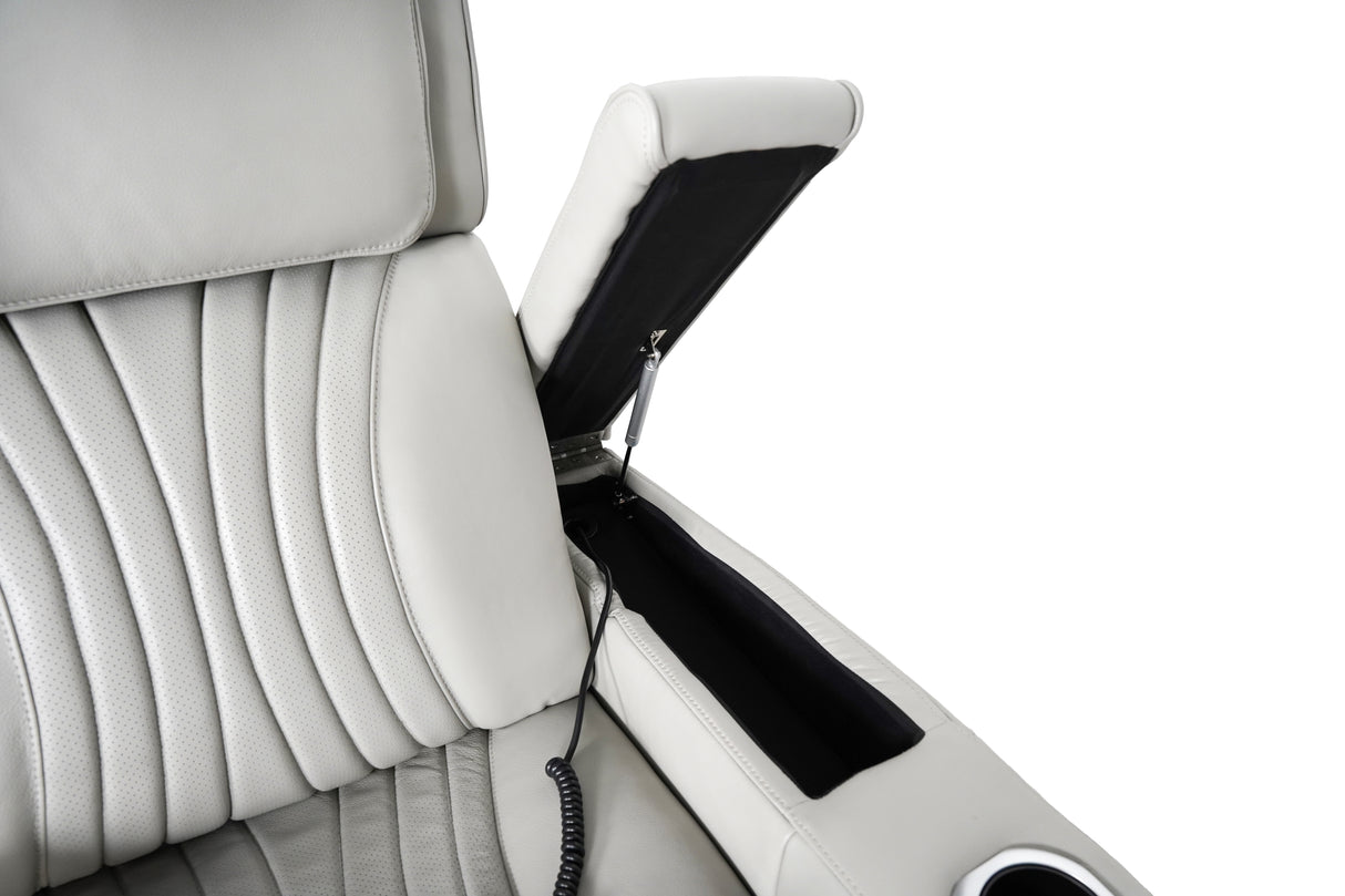 Causeuse en cuir gris zéro gravité motorisée avec console - K2180