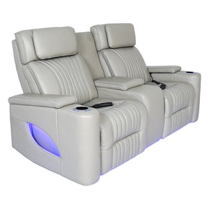 Causeuse en cuir gris zéro gravité motorisée avec console - K2180
